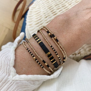 Set of two bracelets, A Tila bracelet and a Wrap bracelet with seed beads, Stacking bracelets