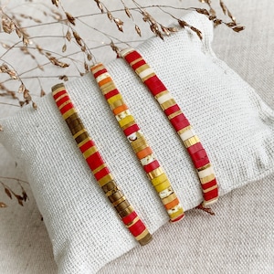 Stack of 3 Tila beaded bracelets, colorful large square beaded bracelet, gift idea for her