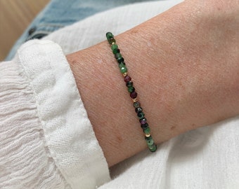 Bracelet Ruby in Zoisite, gift for her, Gemstone stacking bracelet