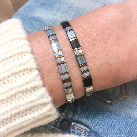 Set Armbanden met Tila kralen, cadeau voor haar, verstelbare armbanden