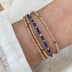 Ensemble de bracelets, bracelet Lapis Lazuli et bracelet wrap perles de rocailles, idée cadeau Noël pour elle