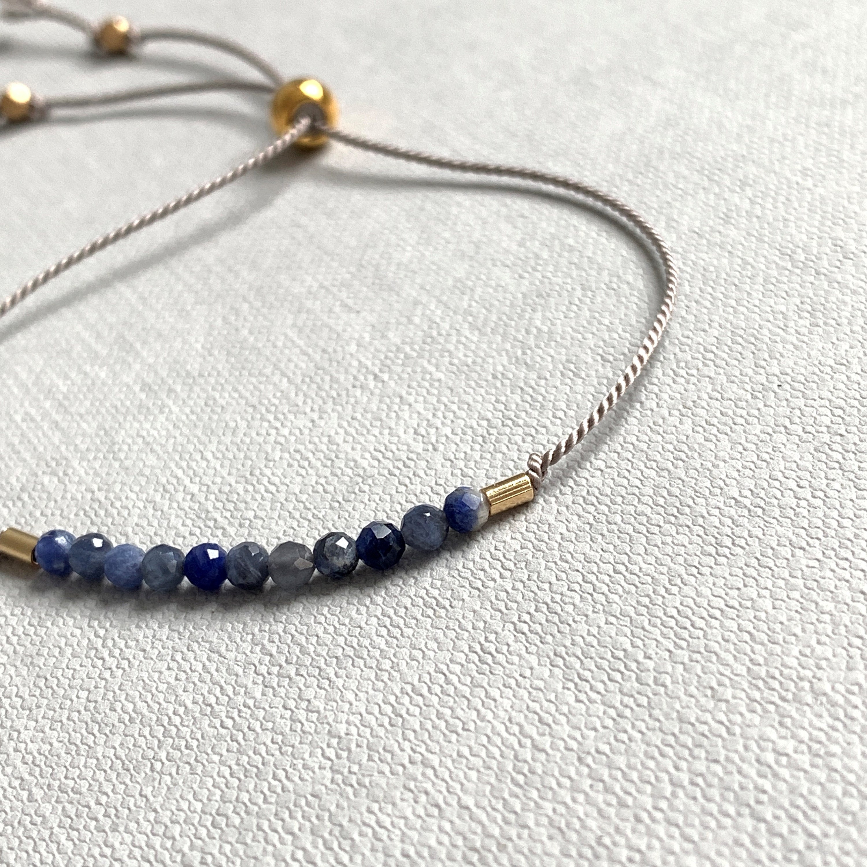 Bracelet Silk and Sodalite Gemstones Adjustable Cord | Etsy