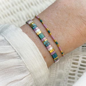 Bunte Perlen Armbander set, Tila armband und Delica armband Verstellbare Perlenarmbänder Boho Stil