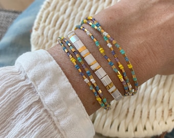 Set of two bracelets, Dainty Wrap bracelet , Tila bracelet, gift for her, Summer jewelry, stacking bracelet set