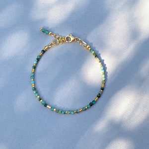 Bracelet African Turqouise, skinny gemstone stacking bracelet, gift for her, Bracelet Protection image 6