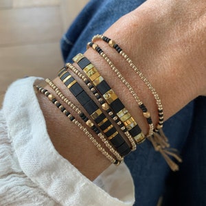 Set of 3 bracelets, Tila beaded bracelets and strectch wrapbracelet, Colorfull bracelets