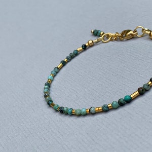 Bracelet African Turqouise, skinny gemstone stacking bracelet, gift for her, Bracelet Protection image 4