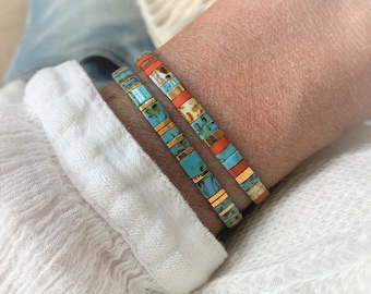 Colorful SET of 2 Tila beaded bracelets, Festival bracelets, Stacking set multicolor bracelets
