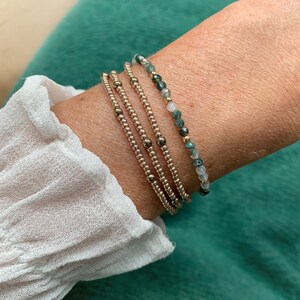 Ensemble de bracelets, bracelet de pierres précieuses fines avec agate mousse et bracelet wrap, idée cadeau pour elle