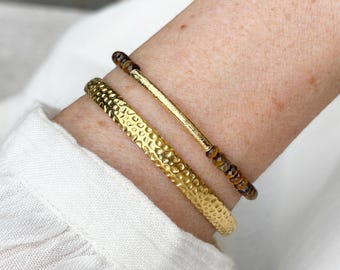 Tiger Eye Bracelet,  Dainty Boho Stacking Bracelet, Grounding Gemstone Barcelet, Gift idea for her