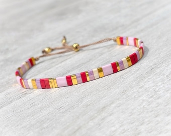 Tila beaded bracelet, stacking bracelet, gift for her, Summer Jewelry, Flat beads Bracelet