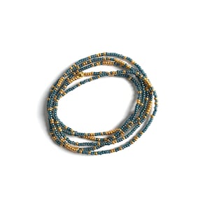 Wrap bracelet with seed beads, gift for her, layering necklace, Blue bracelet
