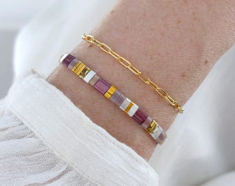 Tila beaded bracelet, stacking bracelet, gift for her, Summer Jewelry, Flat beads Bracelet