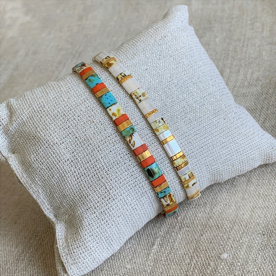 Colorful SET of 2 Tila Beaded Bracelets Festival Bracelets