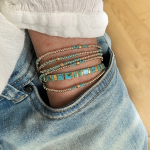 Set of two bracelets, Dainty Wrap bracelet , Tila bracelet, gift for her, Summer jewelry