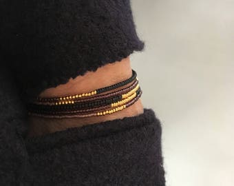 Wrap Bracelet,  gold plated (24kt) bracelet,  seed beads bracelet, dainty bracelet, Christmas gift