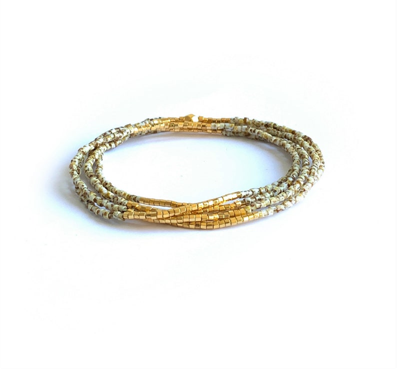 Stretch Wrap Bracelet Seed Beads Miyuki Dainty Gold Plated - Etsy