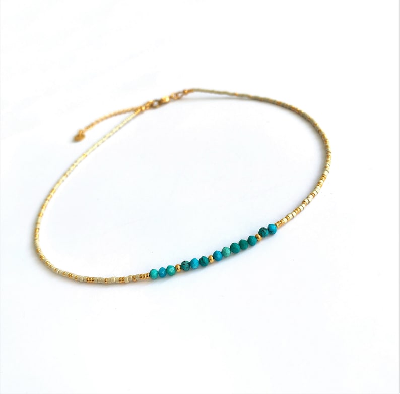 Short beaded necklace, gem Choker, Boho chic jewelry, Summer gift for her image 4