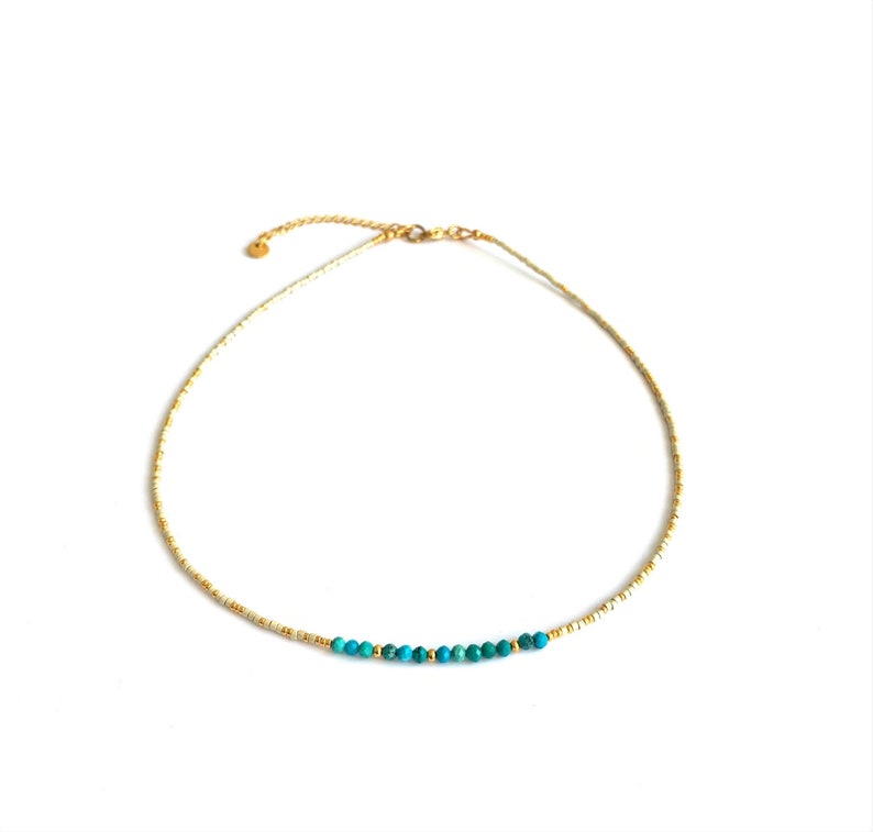 Short beaded necklace, gem Choker, Boho chic jewelry, Summer gift for her image 2