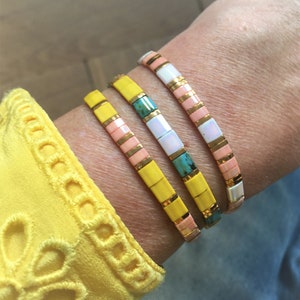 3 stack Tila beaded bracelets, mulicolor bracelet set, Summer jewelry, gift idea for her
