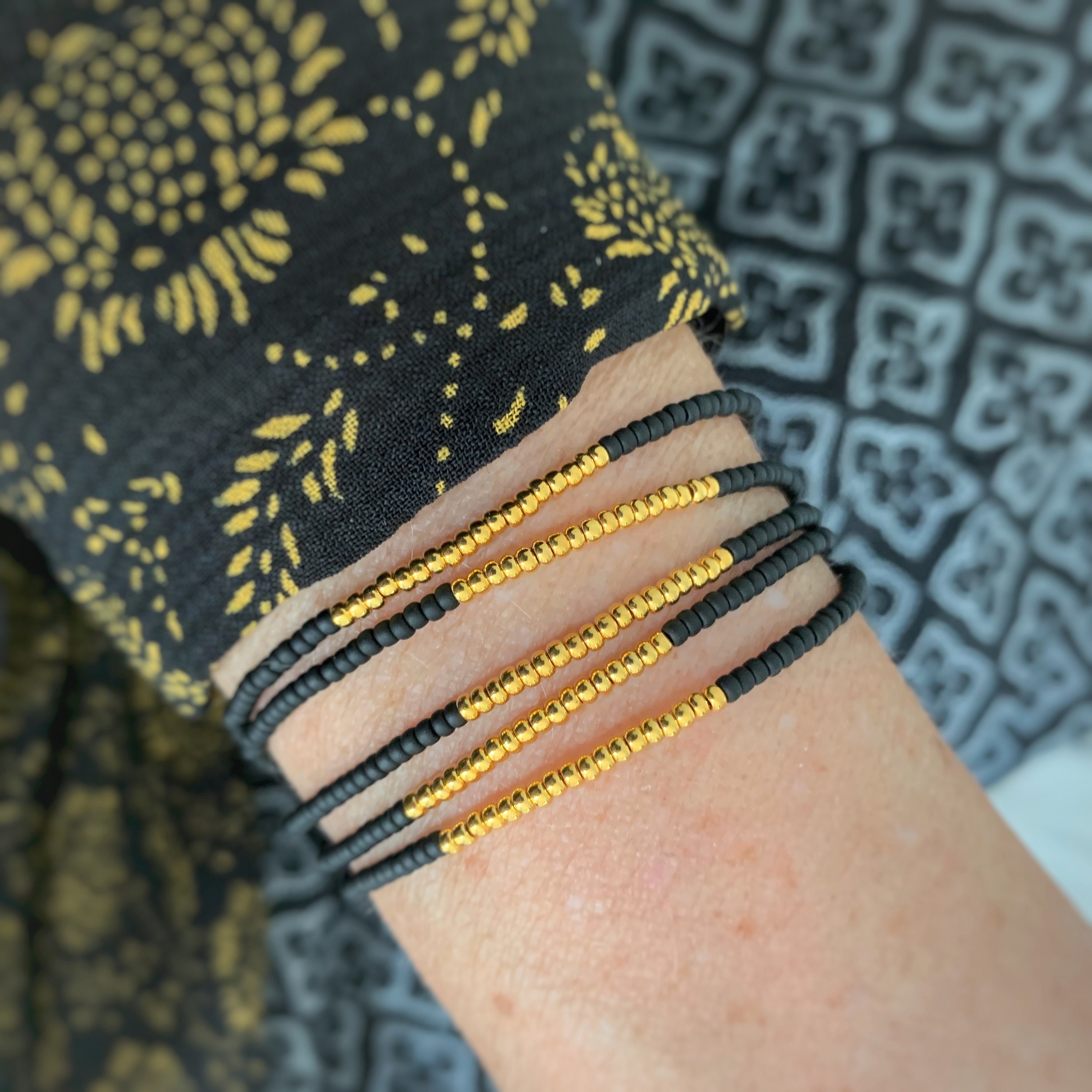 Wrap Bracelet wraps 5 Times Black and Gold Bracelet Gift Idea