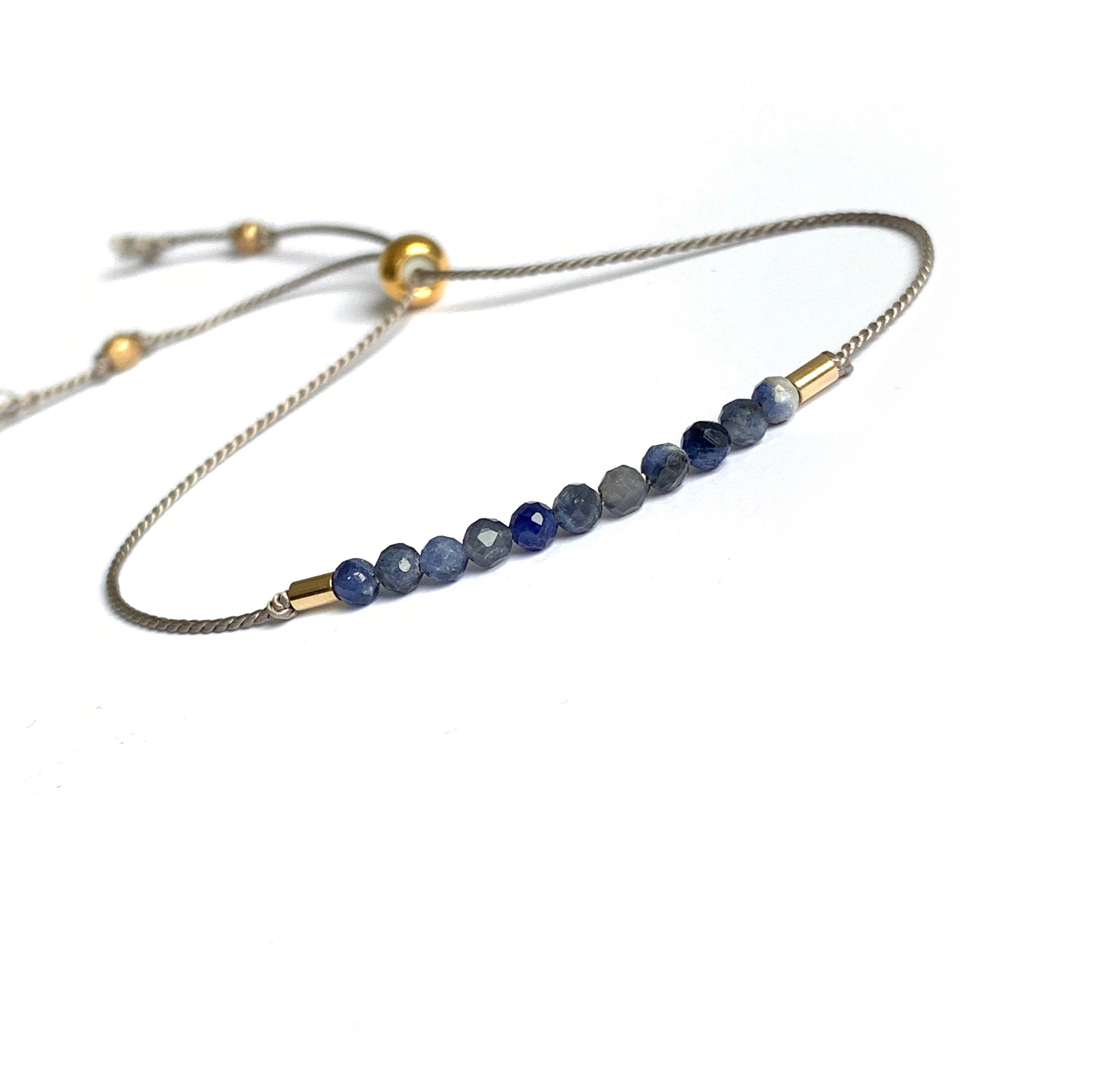 Bracelet Silk and Sodalite Gemstones Adjustable Cord | Etsy