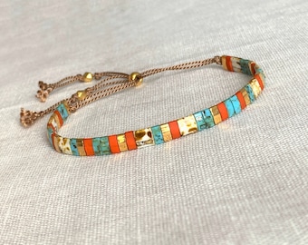 Multicolor Tila beaded bracelet, multicolor bracelet, Stacking bracelet, Letterbox gift idea for her