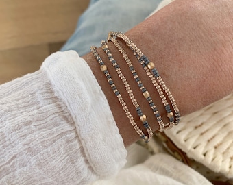 long strech wrap bracelet, 5 wrap seed bead bracelet, long layering necklace, gift for friend