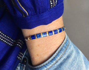 Tila bracelet, silk cord bracelet, Boho chic Jewelry, Blue bracelet