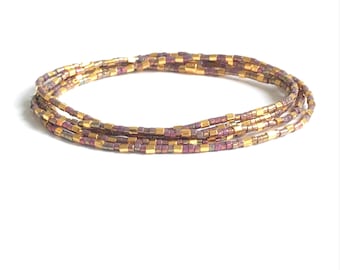 Seed bead Wrapbracelet,  gift Friend, gold plated jewelry, stacking Bracelet