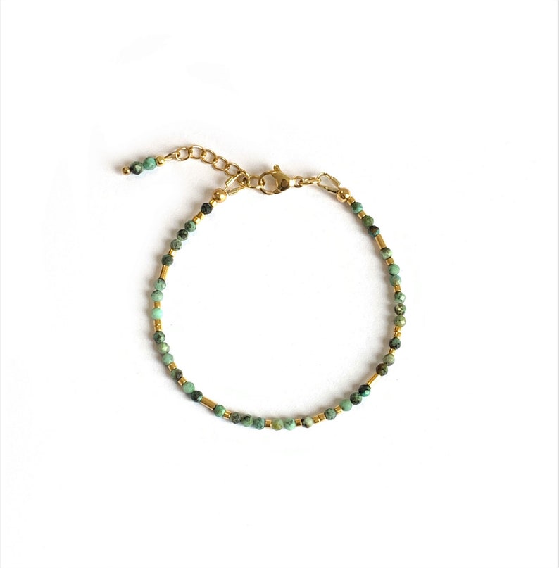 Bracelet African Turqouise, skinny gemstone stacking bracelet, gift for her, Bracelet Protection image 3