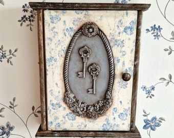 Shabby Chic Floral Key Cabinet - French Country Key Holder