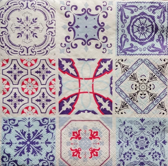 4 Individual Napkins for Craft and Napkin Art. 33 x 33cm Lavender Fields 4 Paper Napkins for Decoupage 3-ply
