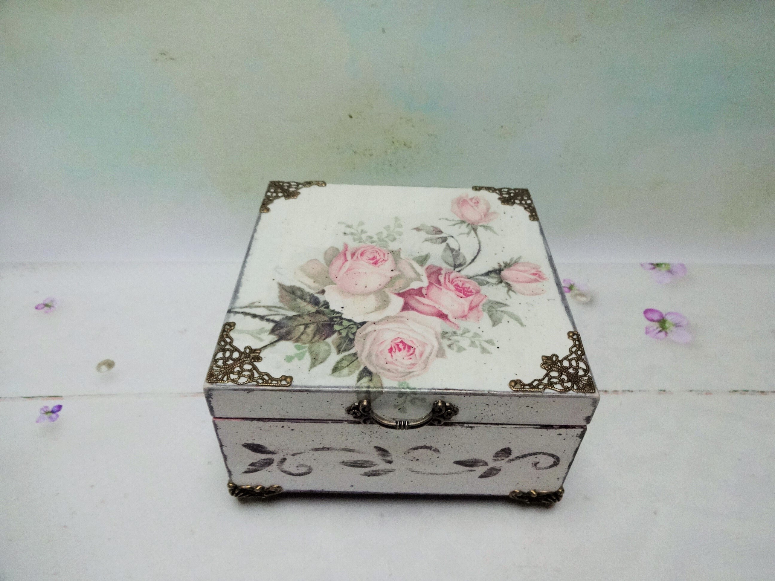 Shabby Chic Floral Wooden Jewellery Box | Etsy
