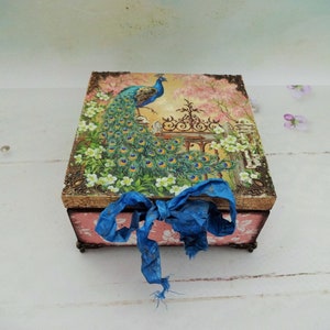 Peacock Jewellery Wooden Box for Jewellery Storage for Peacock Lover Gift Idea for Sister