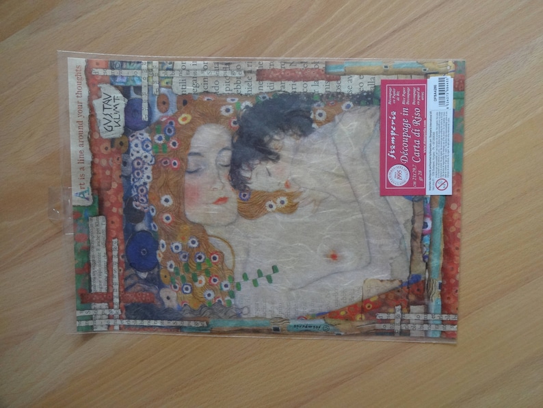 Gustav Klimt Decoupage Paper Rice Paper Mixed Media Paper Etsy
