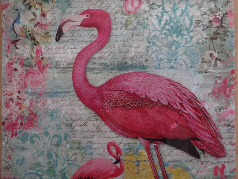 Flamingo Paper Flamingo Theme Scrapbooking Paper Decoupage Etsy