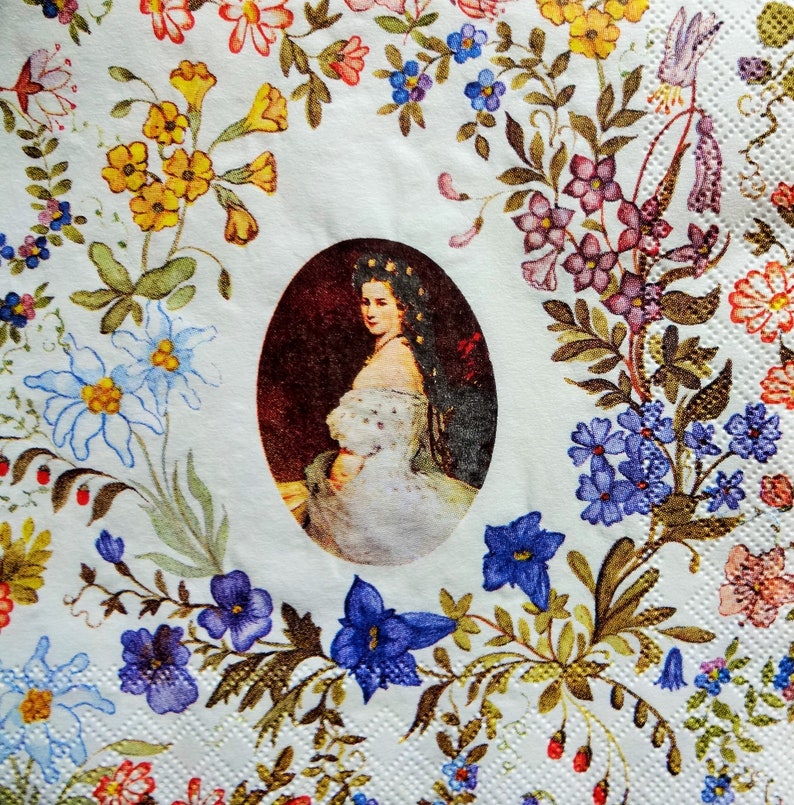4 Victorian Floral Decoupage Mixed Media Printed Paper Napkins Etsy