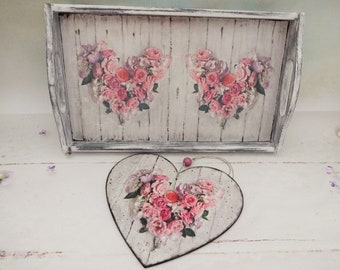 Breakfast Tea Serving Tray and Hanging Heart