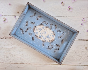 Blue French Country Serving Tray