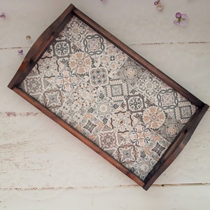 Grey Moroccan Tiles Serving Tray