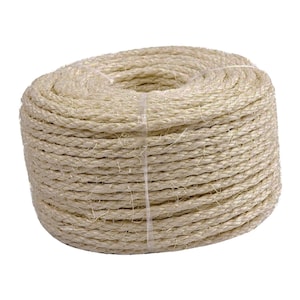 1/4&quot; X 100&#39; Natural Sisal Rope, Jute, Coiled, Garden Decking, Cat Scratching Post, Crafts, Cat Toys, Mats, Wrap, Candles, NEW