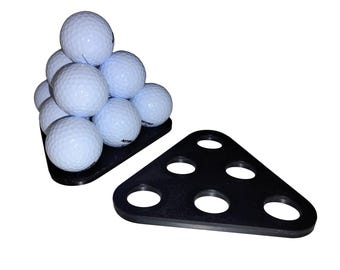 10 Ball, Pyramid Golf Ball Display Stand, Triangle, Mount, Holder, Trophy, Black, NEW