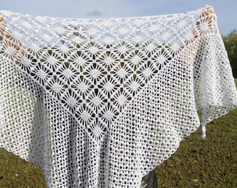 White shawl for hand-crocheted wedding