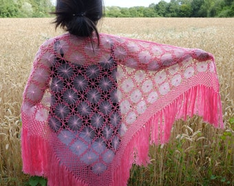 Pink evening or wedding shawl