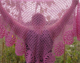 Hand-crocheted pink shawl