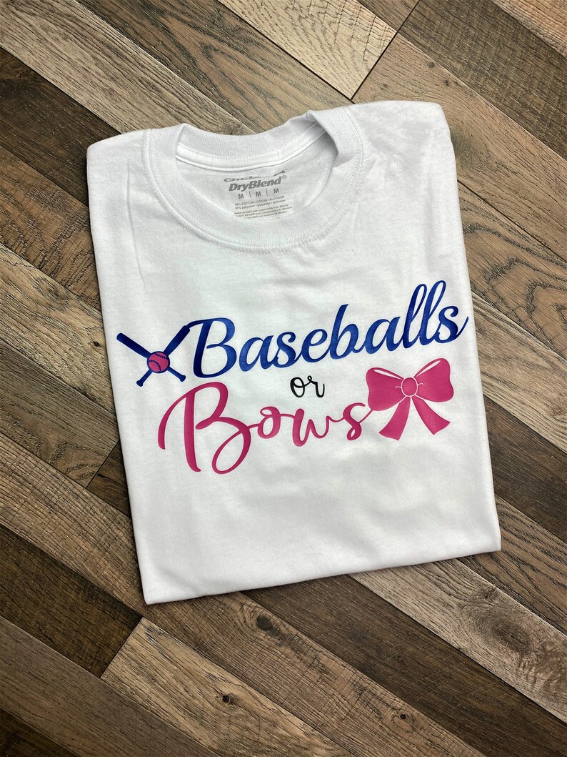 Baseball or Bows Gender Reveal Shirts Gender Reveal Baseball Etsy