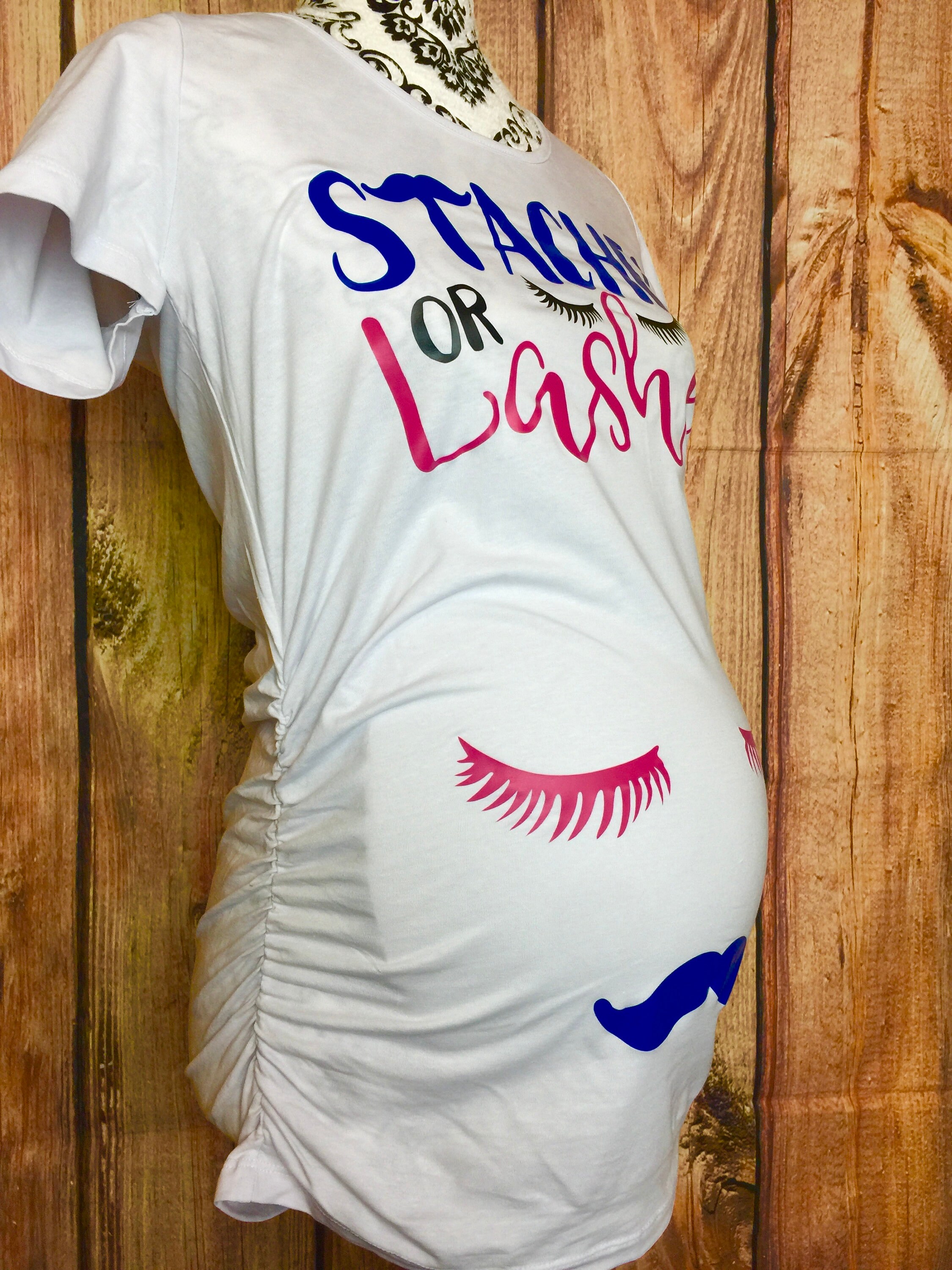 Staches Or Lashes Gender Reveal Maternity Shirt Mustache Or | Etsy