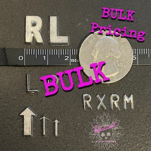 Letras de chumbo a granel, (pacote com 10) números e setas! ***Vendido em pacote com 10*** Faça seus próprios marcadores de raio-X! *Faça você mesmo*