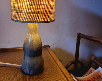 Clay beige with black dots lamp base translucent grey